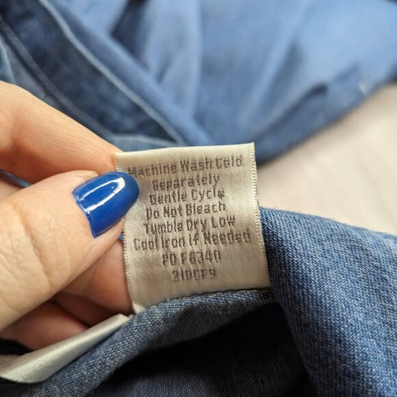 Vintage 90s Stonybrook Denim Button Down Short Sleeve Dress Size XLG PT - Picture 12 of 16